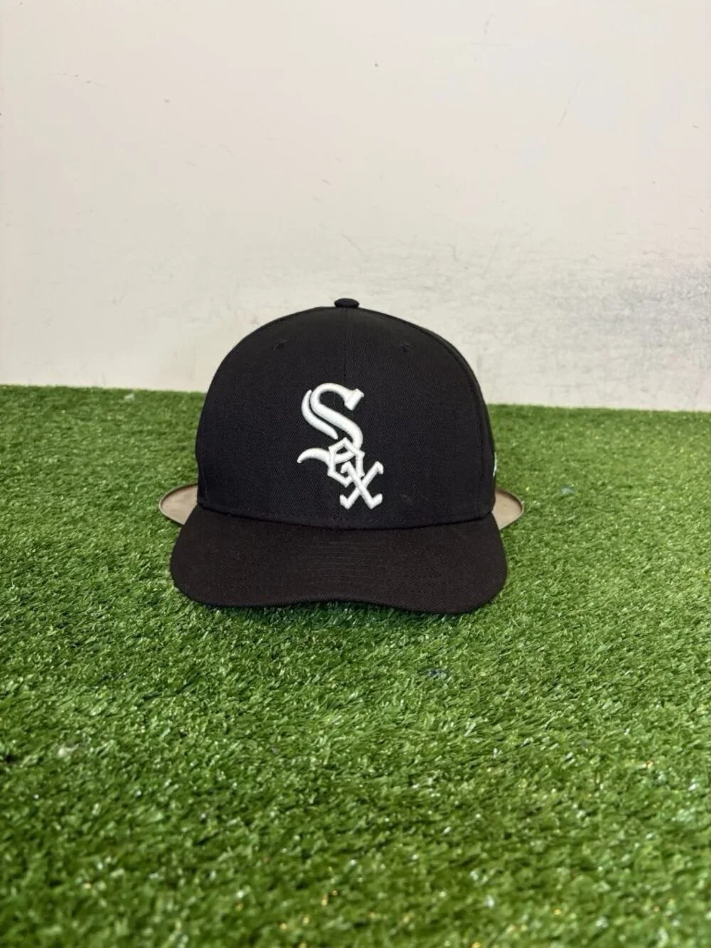 Chicago White Sox hat cap fitted 7 3/4 black white new era 59fifty baseball mens